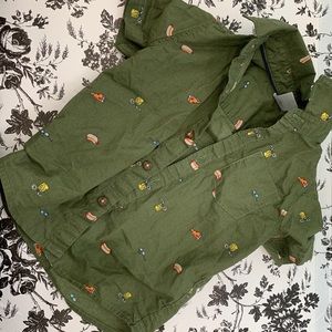 Carter’s 18M Green Hot Dog Lemonade Button Up